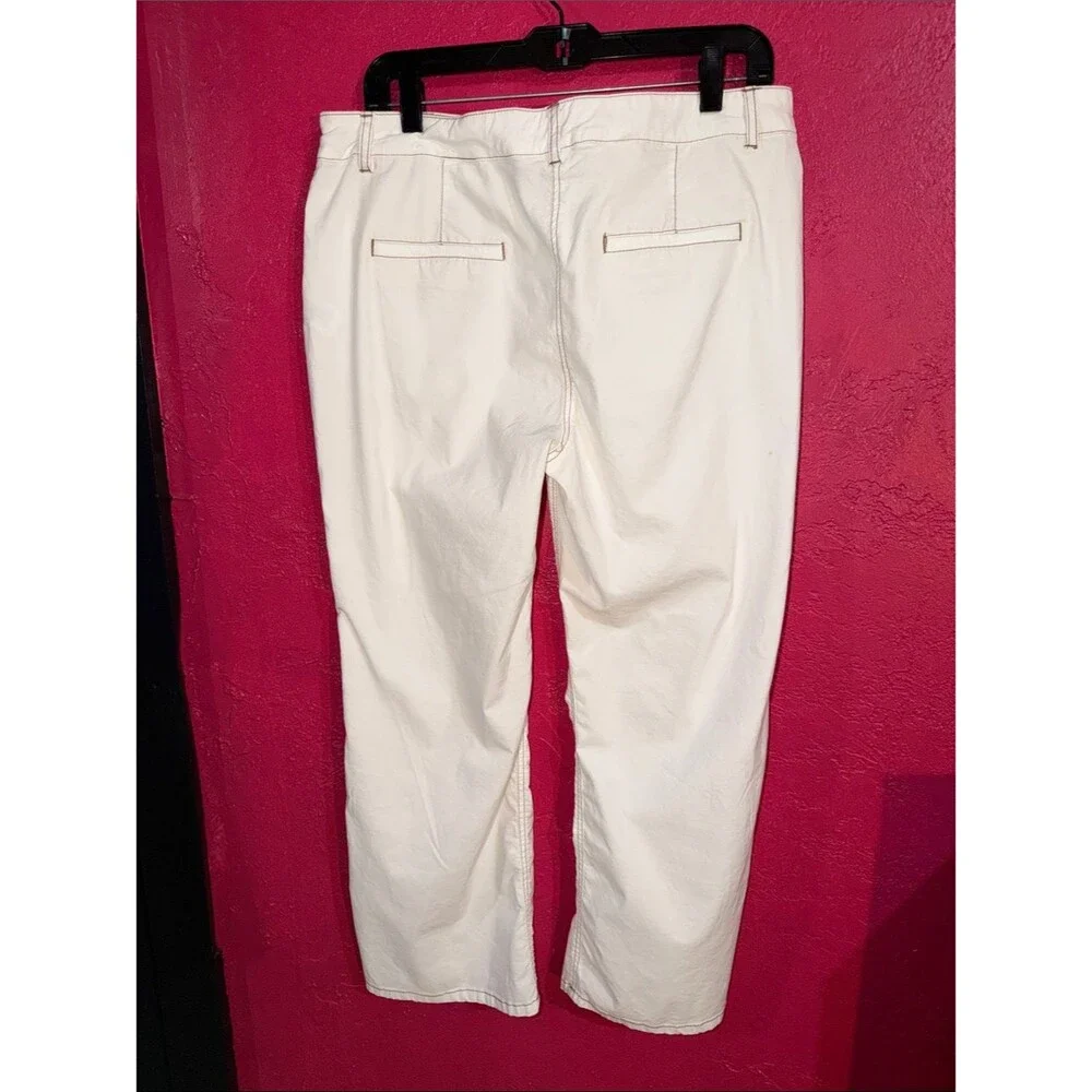 Nicole Miller Cropped White Women's linen/cotton blend Pants Straight Leg. Sz 10
